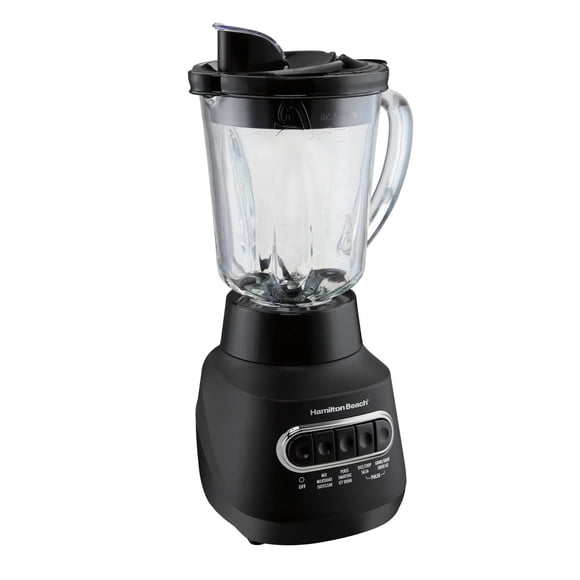 Mélangeur silencieux Hamilton Beach Power Elite avec lames en acier inoxydable, jarre en verre de 1,2 L, 800 watts, noir, 58175J