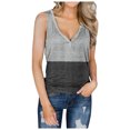 thumbnail image 1 of Fridja Womens Casual Loose Color Matching Button V-neck SleevelessTops Blouses Vests, 1 of 6