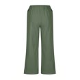 thumbnail image 5 of Yuyuzo Wide Leg Pants for Women High Waist Cotton Linen Drawstring Ruched Solid Color Boho Beach Trousers, 5 of 5