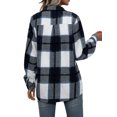 thumbnail image 4 of Women Plaid Flannel Shirt Jacket Button Down Lapel Long Sleeve Shacket Cardigan Coats Fall Spring Clothes, 4 of 7