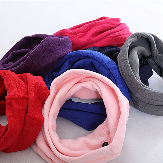Unisex Winter Outdoor Solid Color Soft Thick Fleece Neck Warmer Gaiter Cover Hat