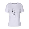thumbnail image 5 of EGNMCR T Shirts pour Femmes T-shirt Casual Imprimé Col Rond Manches Courtes Pull Blouse Tops, 5 of 5