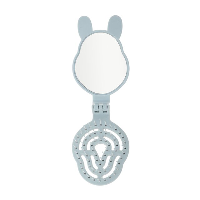 Unique Bargains 1 Pce Peigne Miroir Pliable en Forme de Lapin Bleu ABS Nylon