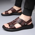 thumbnail image 2 of Brown Mens Sandals Integrated Design Breathable Non Slip Soft Sole Thick Sole For Casual Wear And Outdoor Use In Spring Summer Seasons Size 42, 2 of 9