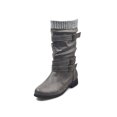 thumbnail image 1 of MAWCLOS Bottes d'Hiver pour Femmes, Bottes d'Équitation en Cuir Souple, Boucle de Ceinture, Confort, Bottes Mi-Mollet, Bout Rond, Extérieur, à Enfiler, Gris 7, 1 of 2