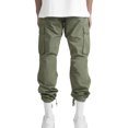 thumbnail image 3 of LUXUR Mens Drawstring Trousers Casual Sports Cargo Pant Green S, 3 of 3