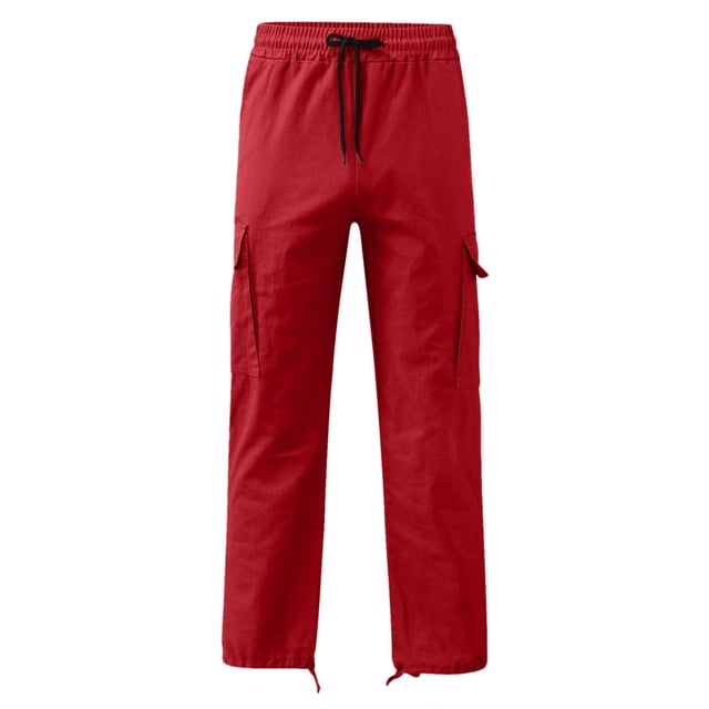 2025 Men's Cargo Pants Mens Casual Waist Color Plus Size Cargo Pants Sports Hat Multi Woven Kitchen Work Pants for Men Pocket Foot Rope Solid Work Pants Slim Straight Pants Street Cargo