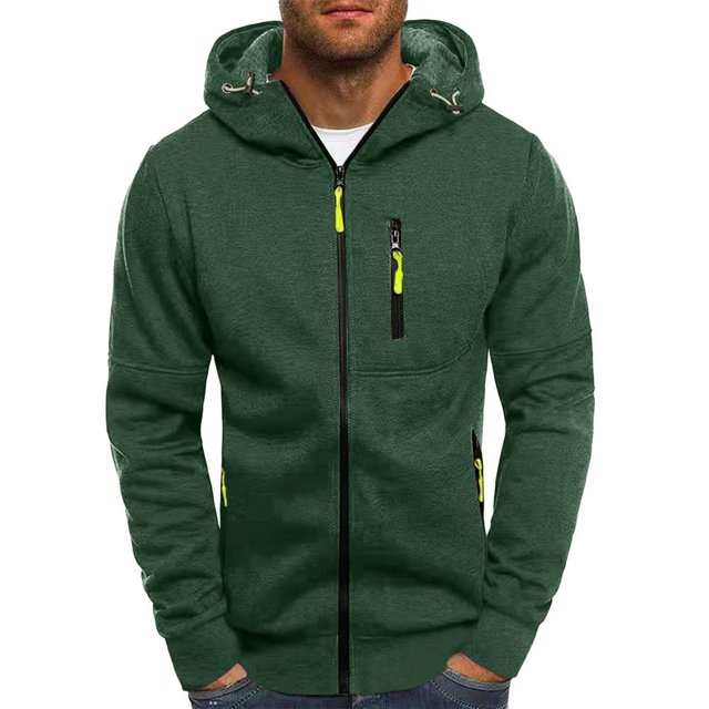 MesaSe Mens Hooded Sweater Coat With Solid Color Zipper Pocket In Autumn And Winter