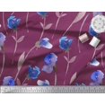 thumbnail image 3 of Soimoi Red Poly Georgette Fabric Leaves,Purple & Blue Floral Printed Fabric 1 Yard 52 Inch Wide, 3 of 3