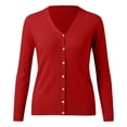 thumbnail image 5 of HBFAGFB Short Cardigan Womens Fashion and Vintage Ribbed Button Down Knitted Sweater Red Size L, 5 of 5