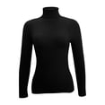 thumbnail image 4 of Dagegui Chandails à Col Roulé pour Femmes, Tricot Côtelé, Manches Longues, Chandail Extensible Ajusté, Hauts d'Automne Noirs, P, 4 of 5