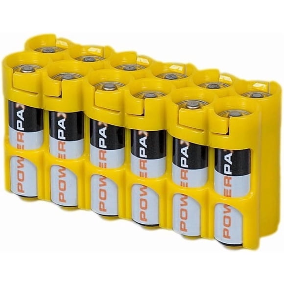 Storacell by Powerpax AA Lot de 12 Porte-Piles, Jaune
