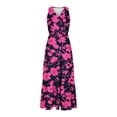 thumbnail image 4 of Pisexur Robes pour Femmes à Col en V Sans Manches Robe Maxi Taille Élastique Robe Évasée à Étages Robe d'Été Mode à Imprimé Floral Robe de Bal d'Été Décontractée Ample Longue Robe Confortable Fluide Robe Portefeuille pour Plage Vacances, 4 of 5