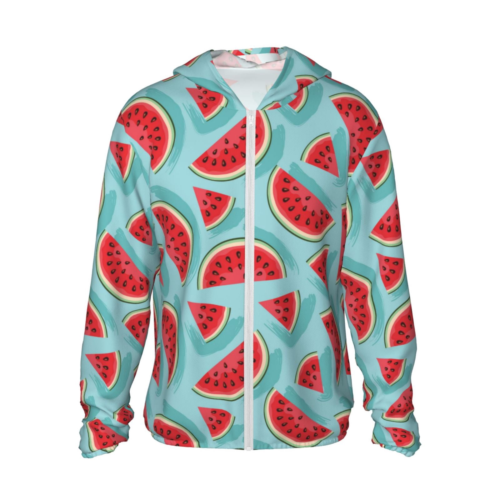 Lsque Watermelon Pattern UPF 50+ Lightweight Sun Protection Men's Women's Long Sleeve Shirt, Hoodie Performance -Small