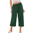 thumbnail image 1 of Yuyuzo Wide Leg Pants for Women High Waist Cotton Linen Drawstring Ruched Solid Color Boho Beach Trousers, 1 of 5