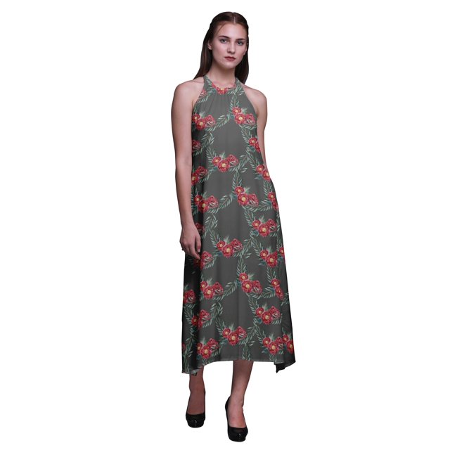 Bimba Floral Femmes Dos Nu Licou Beachwear Été Soirée PartyDress-X-Small