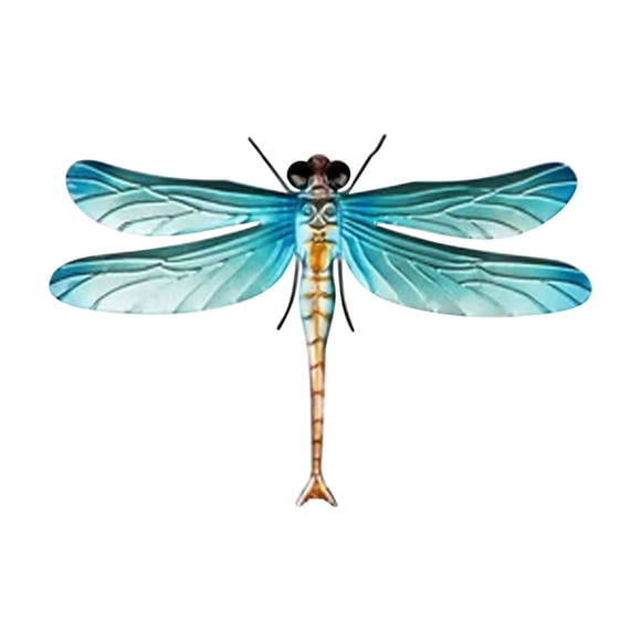Metal Wall Art Dragonfly Decor, Xinsrenus Colorful Iron Hanging Sculpture, Easy to Hang Outdoor Garden Wall Decoration for Living Room Bedroom Courtyard Balcony Exterior, Blue