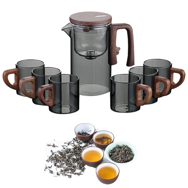 Huayishang Glass&Bottle Water Separation Glass Teapot With Wooden Handle Teapot Glass Teapot With Infuser Magical Teapot Glass Glass Teapot With Strainer Filter Teapot With Infusers