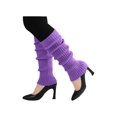 thumbnail image 3 of INSPIRE CHIC Women's Ruffled Cuff Over Knee Length Ribbed Knitted Leg Warmers Purple, 3 of 6