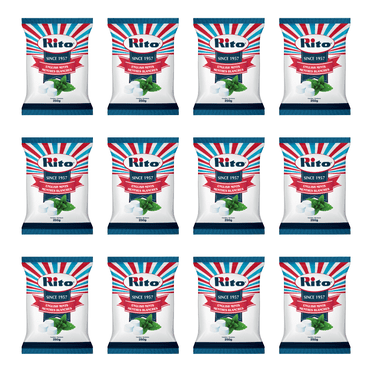 Rito Menthes Anglaises, Bonbons Durs à la Menthe Poivrée, Sac de 250 g, Lot de 12