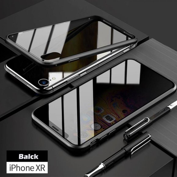 Brand Clearance! Anti-Peeping  Case Clear Double Sided Tempered Glass Privacy Magnetic CaseMetal Bumper Cover 360 Full Protective Phone Screen Protector For  X XS MAX XR Cases