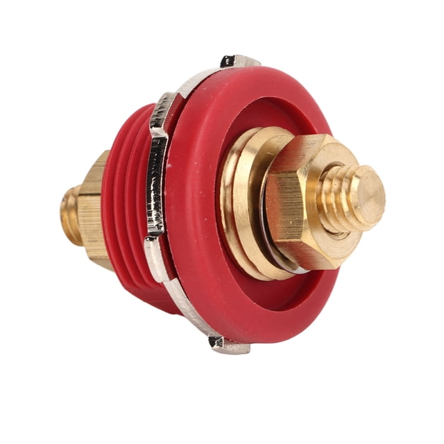 Thru Panel Terminal, Zinc Alloy Brass Thru Panel Stud Junction High Strength 3/8in Chemical Resistant For Marine For RV Black,Red