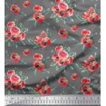 thumbnail image 1 of Soimoi Gray Moss Georgette Fabric Leaves & Ranunculus Floral Decor Fabric Printed Yard 42 Inch Wide, 1 of 3