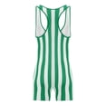 thumbnail image 4 of Zaldita Men's Striped Sleeveless Boxer Shorts Leotard Deep U Neck Racerback Slim Fit Rompers Green L, 4 of 5