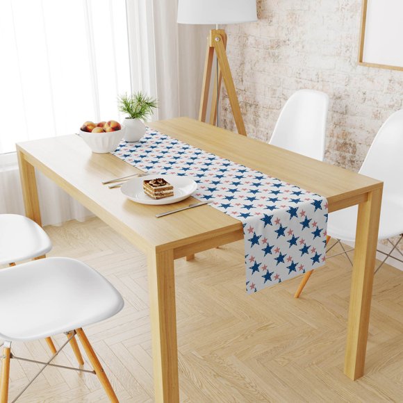 Cqxid Bannière Décorative de Table à Moins de 10 $ Drapeau Américain 4 Juillet Patriotique Chemin de Table du Memorial Day Fête de l'Indépendance Décoration de Table de Cuisine Décoration de Fête à la Maison Intérieure Extérieure
