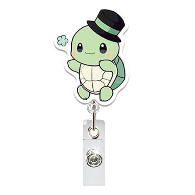 Mignon Rouleau de Badge Rétractable en Acrylique Tortue Support de Badge Rotatif pour Docteur Infirmière Enseignant Étudiant