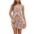 thumbnail image 2 of Ovzne Robes pour Femmes 2025 Robe Femme Robe Décontractée et à la Mode Imprimée Col Rond Sans Manches avec Poche Robe Courte Décontractée Grande Taille Robe Maxi Imprimée Liquidation, 2 of 7