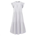thumbnail image 4 of Women‘s Crew Neck Casual Short Sleeve Ruffle-Trim Summer Mini Dresses, 4 of 4