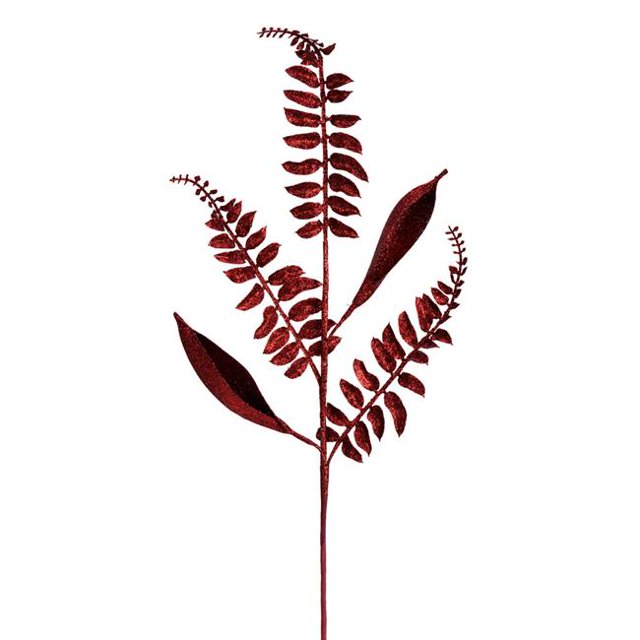 Vickerman QG192265 33 in. Burgundy Fern Leaf Spray - 6 per Bag