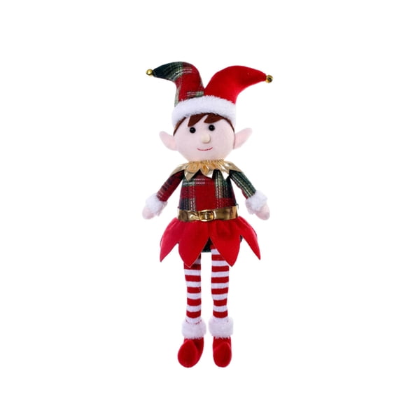 Long-Leg Fabric Elf Doll Christmas Shelf Decor Soft Plush Toy Collector Figure Holiday Party Desktop Decoration
