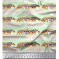 thumbnail image 1 of Soimoi Green Poly Georgette Fabric House & Landscape Nature Print Fabric by the Yard 42 Inch Wide, 1 of 5