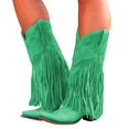 thumbnail image 3 of Kcodviy Womens Boots Comfortable Pull Women's Mid on Chunky Heel Pointed Women's Mid Toe Fringed Boots Western Women's Mid Knee High Boots Mid Women's Mid Boots, 3 of 9