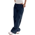thumbnail image 2 of Tnhcen Women's Drawstring Low-Rise Cargo Pants - Multi-Pocket Stretch Workwear Relaxed Fit Casual Style Soft Lightweight Trousers, 2 of 5