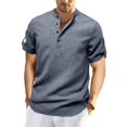 thumbnail image 1 of Kaemgyyd Men's Henley Shirts Stylish Short Sleeve Casual Button Tops Lightweight Solid Color Classic Basic Tee, 1 of 5