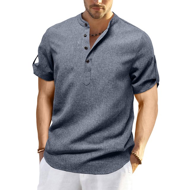 Kaemgyyd Men's Henley Shirts Stylish Short Sleeve Casual Button Tops Lightweight Solid Color Classic Basic Tee