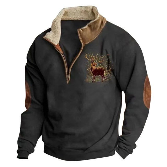 Ediodpoh Chandail Sans Capuche pour Homme Mode Homme Décontracté Relax Confortable à Imprimé Chandail à Manches Longues à Capuche pour un Style Quotidien Chandail Ras du Cou pour Homme Noir_002 L