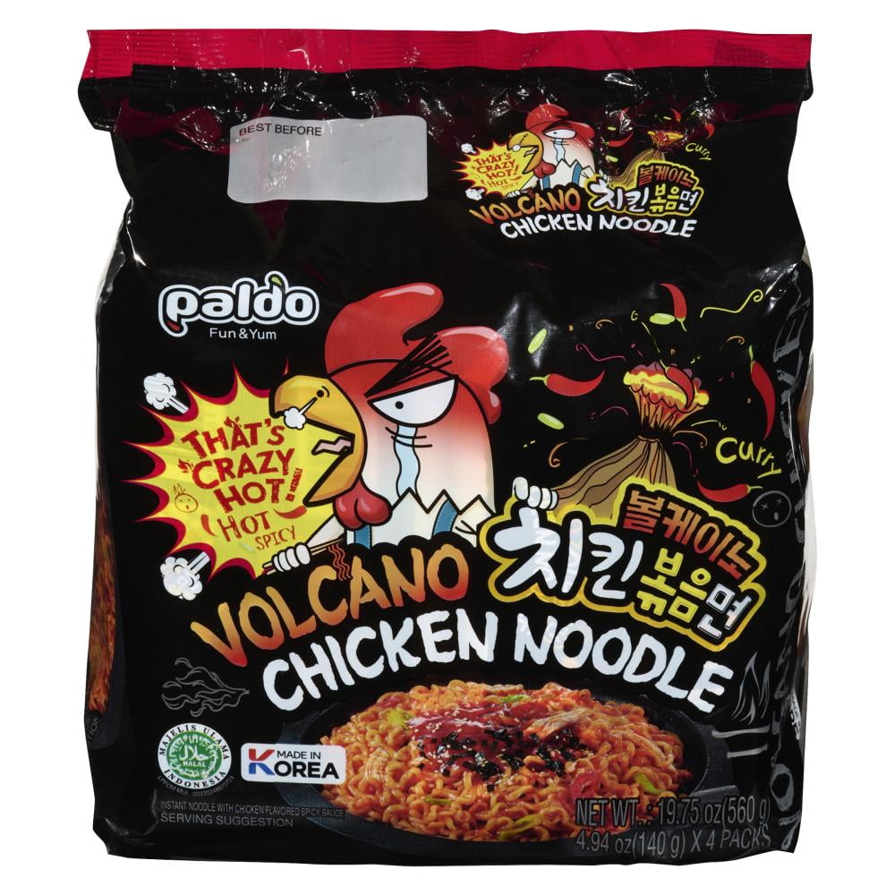 Nouilles instantanées Volcano Chicken de Paldo, saveur poulet épicé, contient blé et soya, certifiées halal, 560 g