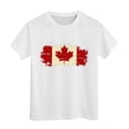 thumbnail image 4 of PMVFHDE Canada Day T-Shirt à Motif Imprimé Feuille d'Érable pour Filles, Manches Courtes, Chemise à Rayures pour Filles, T-Shirt à Manches Courtes pour Filles, T-Shirt d'Été à Col Rond, Coupe Décontractée, Chandails de Base, 4 of 4