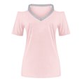 thumbnail image 4 of B91xZ Hauts pour Femmes Été 2024 T-Shirt à Manches Longues à Encolure Dégagée Grande Taille, Rose G, 4 of 4