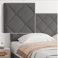 thumbnail image 4 of Queen Bed Frame, Queen Size Platform Bed with Fabric Upholstered Headboard, Light Gray, 4 of 6