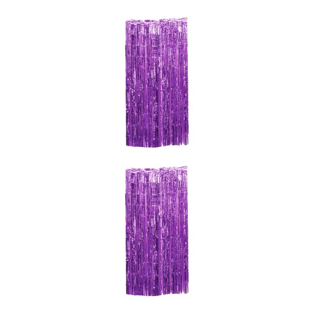 kurtrusly Foil Made Fringe Curtain For Graduation Party Decorations Birthday Party Decorations Tinsel Curtain Party Backdrop Purple 2Set