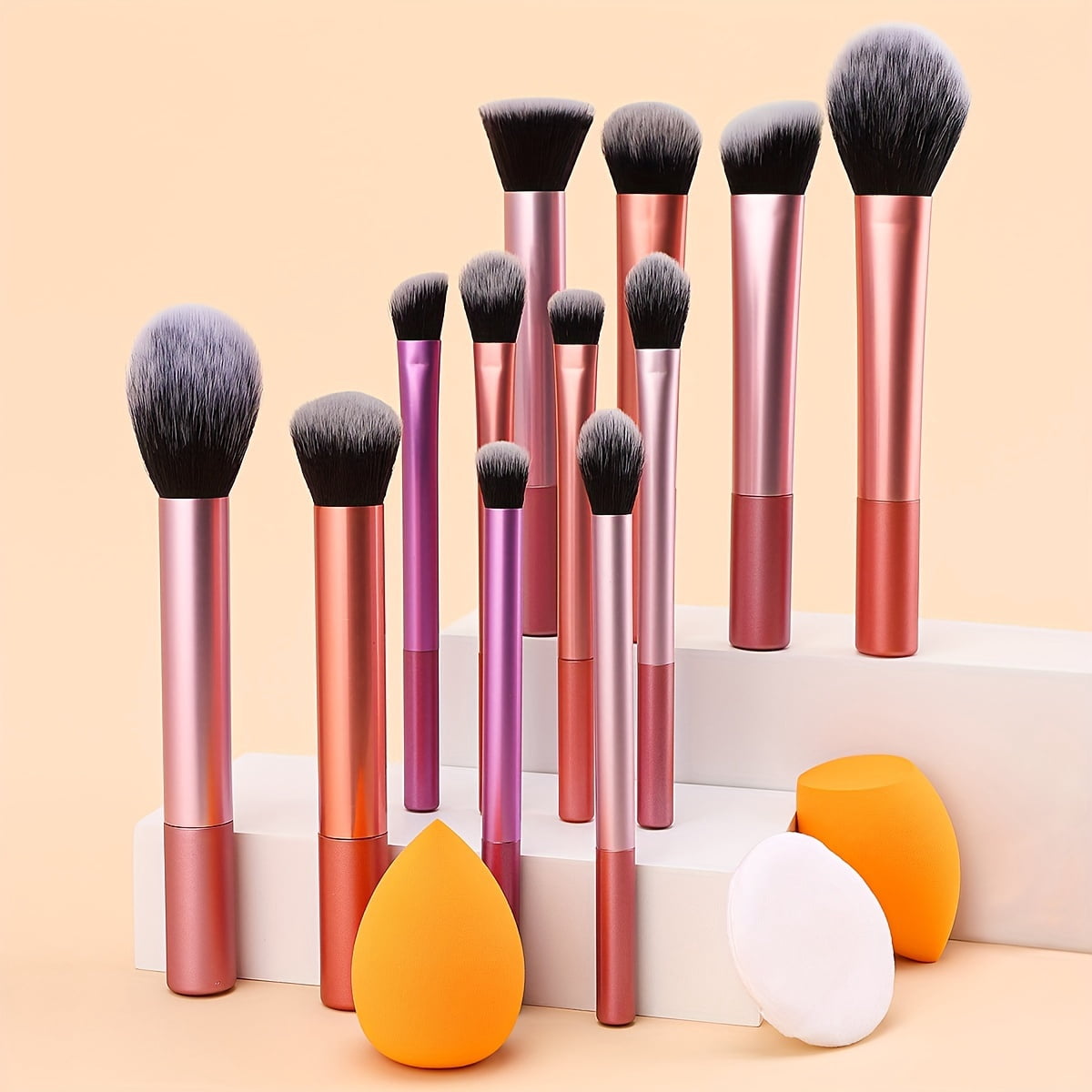 MesaSe Portable Face Makeup Tools Set  15pcs Professional Make up Set With 12 Multi-use Makeup Brushes+2 Sponges+1 Puff  Cosmetic Tool Set  Functional Makeup Brushes Makeup Kit for Women