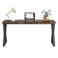 thumbnail image 3 of Fnova 55.12" Modern Computer Desk with Wood Tabletop, Metal Frame Office Desk, Brown, 3 of 15