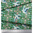 thumbnail image 2 of Soimoi Poly Georgette Fabric Floral Damask & Stork Bird Decor Fabric Printed Yard 52 Inch Wide, 2 of 3