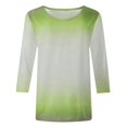 thumbnail image 4 of Meichang T-Shirt à Manches 3/4 pour Femmes, Amusant et Tendance, T-Shirts Imprimés Dégradés, Tunique Ajustée, Chandail à Col Rond, Blouse, Doux, Confortable, Extensible, Hauts de Vacances pour Jeans, 4 of 5