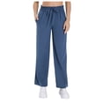thumbnail image 1 of NECHOLOGY Women's Wide Leg Track Pants Capris with Pockets, Dark Blue, Size S, 1 of 5